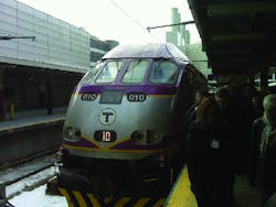 In February of this year, MBTA debuted a new diesel-electric locomotive, one of two trains purchased from the Utah Transit Authority, and marks the first time in more than two decades that new locomotives will join the MBTA’s commuter rail fleet. In February of this year, MBTA debuted a new diesel-electric locomotive, one of two trains purchased from the Utah Transit Authority, and marks the first time in more than two decades that new locomotives will join the MBTA’s commuter rail fleet.