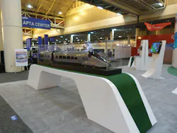 An example of one of Astrom trains used in Europe is on display at the Astrom booth. An example of one of Astrom trains used in Europe is on display at the Astrom booth.
