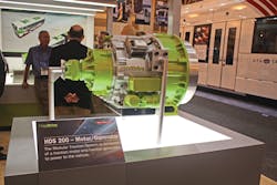 The HDS 200 (pictured) and HDS 300 propulsion systems are comprised of a Modular Traction System that can connect to a diesel engine. The HDS 200 (pictured) and HDS 300 propulsion systems are comprised of a Modular Traction System that can connect to a diesel engine.