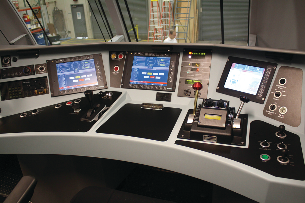 Interior cab mock-up of new Amtrak electric locomotives at Siemens Sacramento based manufacturing facility.