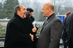 (Right to Left) BC's Transportation and Infrastructure Minister Blair Lekstrom and Government of Canada's Transport, Infrastructure and Communities Minister Denis Lebel were in Port Moody to announce the first contracts for Evergreen Line construction. For more information, please visit:bit.ly/znRa9r. (Right to Left) BC's Transportation and Infrastructure Minister Blair Lekstrom and Government of Canada's Transport, Infrastructure and Communities Minister Denis Lebel were in Port Moody to announce the first contracts for Evergreen Line construction. For more information, please visit:bit.ly/znRa9r.