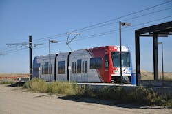 S70 parked at the north end of the Daybreak Parkway Station platform. S70 parked at the north end of the Daybreak Parkway Station platform.