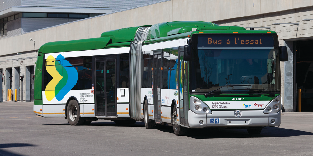 From left to right: Yves Devin, Chief Executive Officer, STM, Luca Borsano, Head of Engineering, Iveco Irisbus, Michel Labrecque, Chairman, STM Board, Caroline St-Hilaire, Chair, RTL Board and Mayor of Longueuil, and Pierre Del Fante, Board Chairman AVT and RTL Director General.