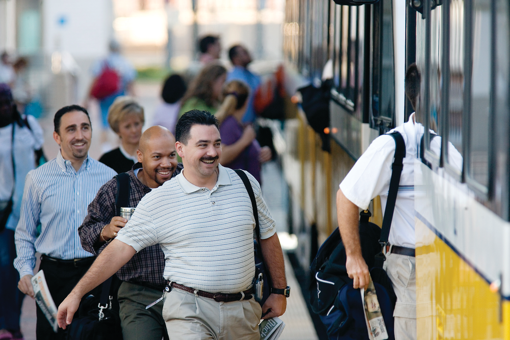 Passengers at Dallas Area Rapid Transit's Union Station.
