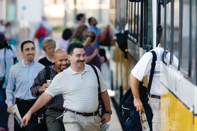 Passengers at Dallas Area Rapid Transit&apos;s Union Station.