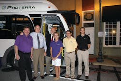 Seneca and Proterra Team (Left to Right): Keith Moody, CATBus Director of Operations Greg Dietterick, Seneca City Administrator Dale Hill, Proterra Founder Holly BrownCATBus Office Manager Ed Halbig, Seneca Director of Planning &amp; Development Mike Finnern, Proterra Manager of Electric and Controls Engineering.