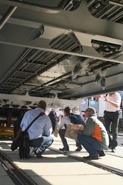Taking a closer look underneath the Desiro RUS by Siemens, for Russian Railways (RZD) for the city of Sochi. Taking a closer look underneath the Desiro RUS by Siemens, for Russian Railways (RZD) for the city of Sochi.