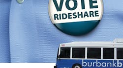 BurbankBus poster encouraged cyclists to &apos;Vote Rideshare&apos; during Rideshare Week.