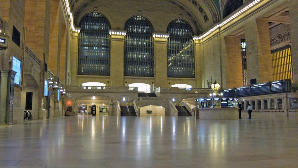 Grand Central Terminal closed early on October 28, 2012 in advance of Hurricane Sandy. This photo shows the largely empty Terminal after the last trains had departed.
