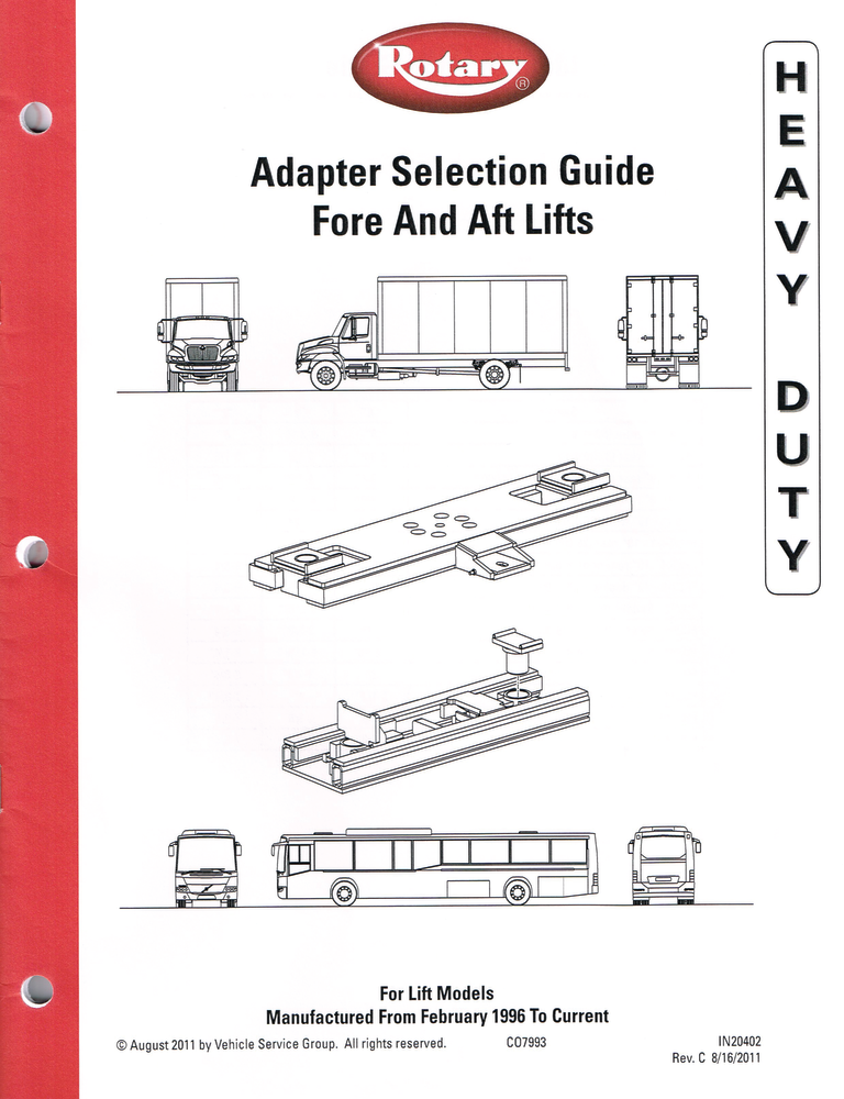 If 2013 will bring new vehicles to your fleet, be sure to consult Rotary Lift&rsquo;s Adapter Selection Guide to make sure your vehicle lifts are equipped to properly pick up and service them.