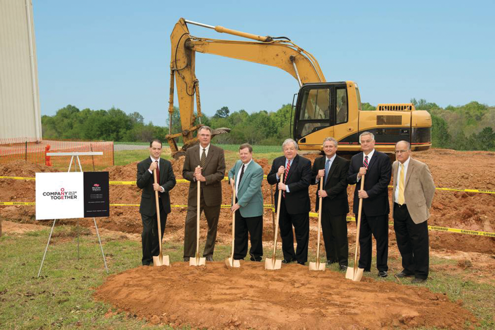 From left to right, Cam McLaughlin, new product development engineering; Buster Mann, senior vice president of manufacturing; Bobby Bush, senior vice president, foam and environmental technology; Dave Colburn &ndash; president and CEO; Dwayne Welch, executive vice president, chief marketing and innovation officer; Lee Lunsford, executive vice president, chief operating officer; Conway Wilson, facilities manager
