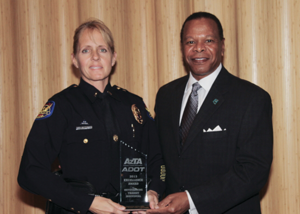 Lieutenant Adrian Ruiz of the Phoenix Police Department was recognized by the Arizona Transit Association (AzTA) and Arizona Department of Transportation (ADOT) with the 2013 Excellence Award for Outstanding Transit Individual at the annual AzTA/ADOT Excellence Awards Luncheon in April.