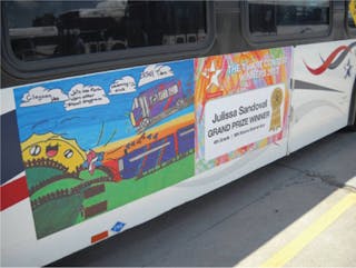 Ten buses of the Fort Worth Transportation Authority (The T) have become moving canvases to showcase the art of Fort Worth Independent School District students who won The T&rsquo;s annual &ldquo;Expressions That Move You&rdquo; contest this year.