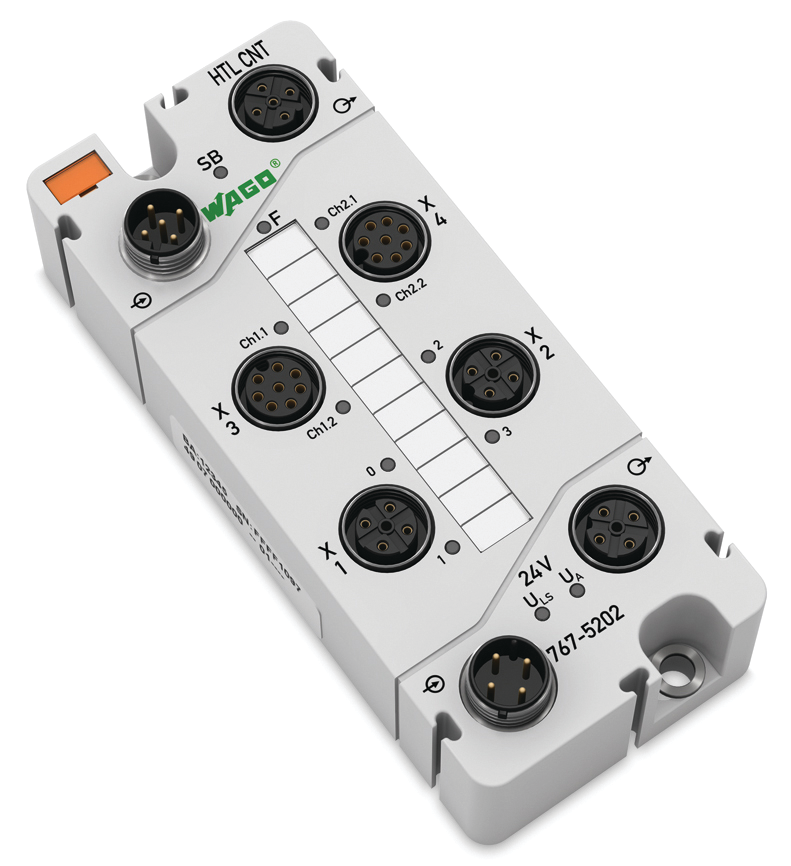 The machine-mountable 767-5202 evaluates incremental encoders and SSI absolute encoders at 24 V signal levels in harsh environments.