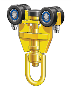 The anchor trolley engages automatically in the event of a fall. The anchor trolley engages automatically in the event of a fall.
