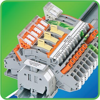 Designated the 2007 Series, these CT disconnect terminal blocks feature an orange three-position disconnect lever.