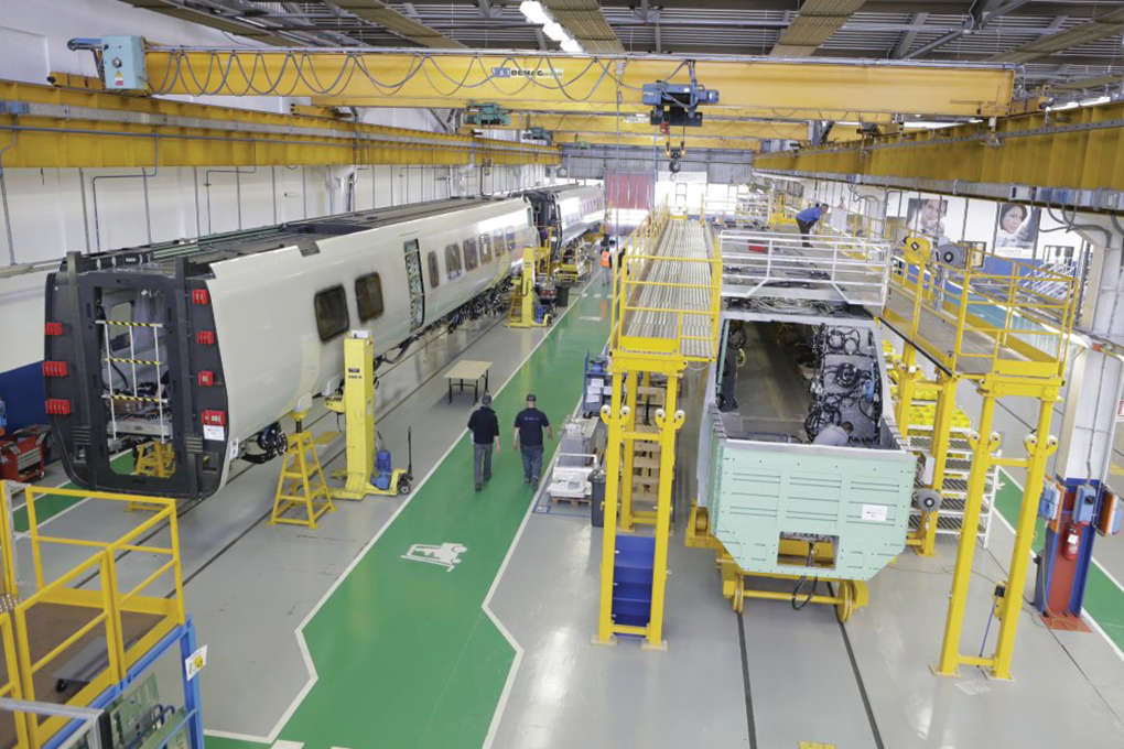SBB fitting line and body-shells of first train at Savigliano site