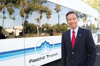 Foothill Transit Director of Maintenance and Vehicle Technology Roland Cordero honored with a Sustainability All Star Award.