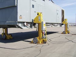 Portable electro-mechanical jacks are being used more often in heavy transportation. Portable electro-mechanical jacks are being used more often in heavy transportation.