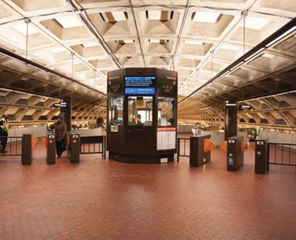 New lighting at Judiciary Square results in a brighter mezzanine.