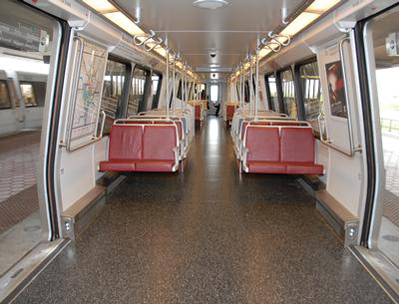 A 6000-series Metrorail car with resilient flooring.