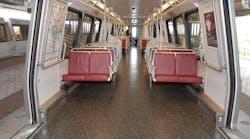 A 6000-series Metrorail car with resilient flooring.