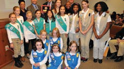 The Girl Scouts of Middle Tennessee presented city of Franklin leaders with a framed transportation patch.