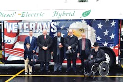 The MTA introduced its new fully wrapped bus honoring veterans.