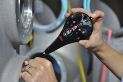 This wireless probing device extends the capability of the Leica Absolute Tracker AT402. This wireless probing device extends the capability of the Leica Absolute Tracker AT402.