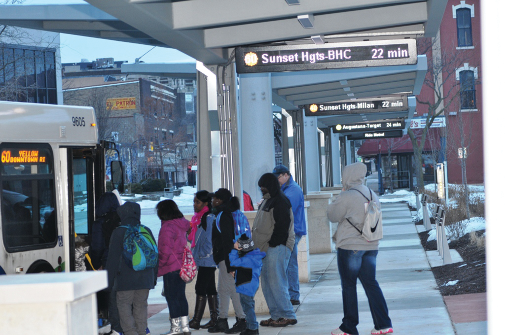 Metrolink's new transit center in Rock Island, Ill., features indoor waiting areas for riders.