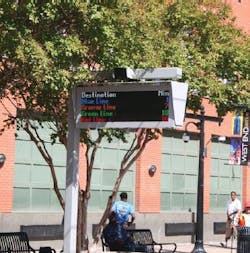 Visual Message Boards allow the delivery of real-time information to transit riders. Visual Message Boards allow the delivery of real-time information to transit riders.