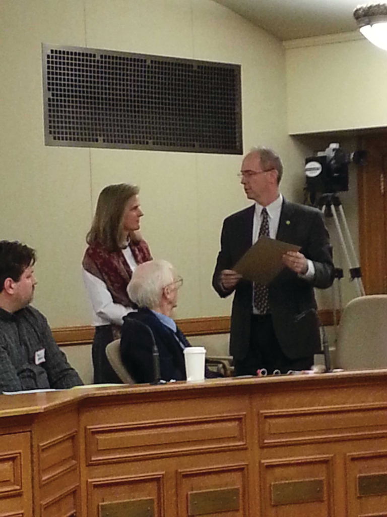 Wisconsin Department of Transportation Assistant Deputy secretary Thomas Rhatican presented WURTA Chair Crystal Martin with Gov. Scott Walker&rsquo;s proclamation of March 3 &ndash; 9 as Transit Week.