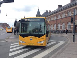 A BYD ebus operates in Copenhagen, Denmark A BYD ebus operates in Copenhagen, Denmark