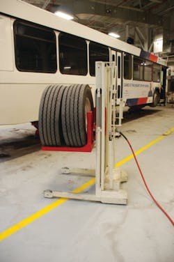 An analysis shows the use of a lift wheel dolly in a maintenance facility can help reduce injuries and reduce workplace hazards.