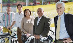 From left to right, Chad Crager, acting city of Austin Bicycle Program manager; John Langmore, Capital Metro board Member; Linda S. Watson, Capital Metro president/CEO; Mike Martinez, Capital Metro board chairman and city council member; and Chris Riley, Capital Metro board vice chair and city council member.