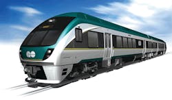 The new Nippon Sharyo DMU train to be operated on the new transit link from Toronto to Toronto Pearson International Airport. The new Nippon Sharyo DMU train to be operated on the new transit link from Toronto to Toronto Pearson International Airport.