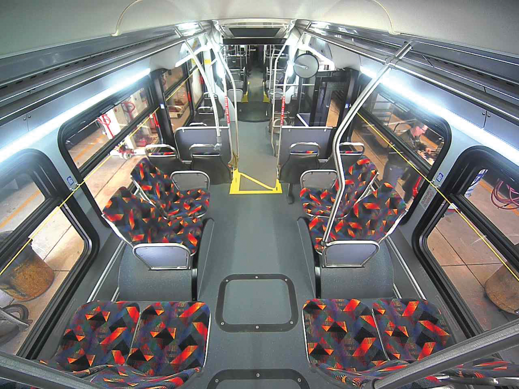 Full HD 1080p and HD 720p network cameras inside and outside of each bus integrate with other hardware and software components for recording, file transfer, viewing and management.