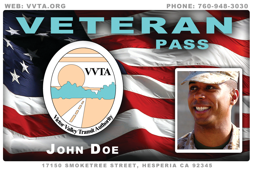 The VVTA Veterans Pass features Marine Corps Veteran Osvaldo &ldquo;Valdo&rdquo; Maysonet, the 211 VetLink San Bernardino County Veterans Community Resource Specialist, an early supporter of the reduced fare initiative, which is available to beginning April 21.