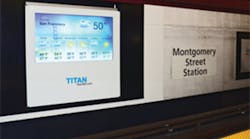 A digital signage display at the BART Montgomery Street station in San Francisco.