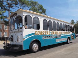 Specialty Vehicles announced the recent delivery of six Supreme Classic American Trolleys to Coastal Carolina University in South Carolina. Specialty Vehicles announced the recent delivery of six Supreme Classic American Trolleys to Coastal Carolina University in South Carolina.