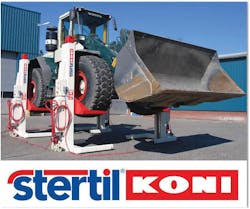 ST 1065 mobile column lifts designed for off-road vehicles with large wheel diameters.