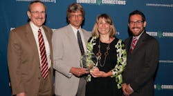 Accepting the Employer Services Sales Team Achievement Award are: Alfred Harf, PRTC Executive Director; Chuck Steigerwald, PRTC Manager of Service Planning and Quality Assurance; Holly Morello, PRTC Transportation Demand Management Specialist; and Peter Paz, Urban Trans Manager for Program Development and Management