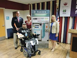 Ted Vogt, director, Arizona Director of Veterans Affairs; Arizona State Veterans Home resident, Sgt. Master John Bradley; Valley Metro Rail Vice Chair, Phoenix Councilmember Thelda Williams; and Phoenix Councilmember Kate Gallego