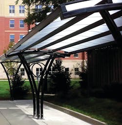 The University of Kentucky selected Brasco&rsquo;s &ldquo;Aero&rdquo; shelter for its slender profile and wide protective canopy.