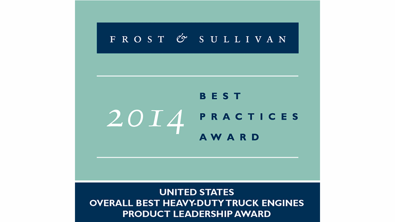 Cummins was recognized by Frots & Sullivan with its Best Practices Award.