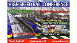 The US High Speed Rail Conference will take place Dec. 2-4 in Los Angeles. The US High Speed Rail Conference will take place Dec. 2-4 in Los Angeles.