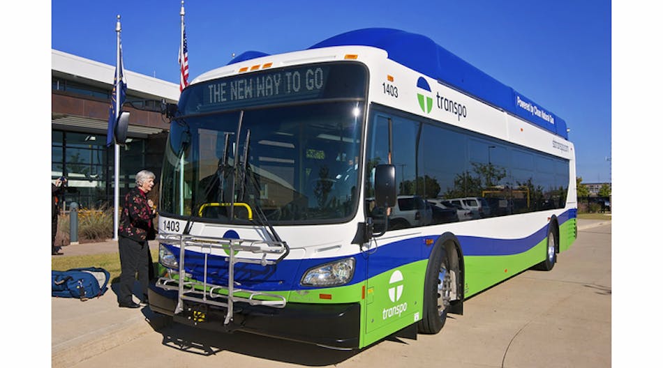 Transpo&apos;s new CNG-powered New Flyer buses feature lightweight Kiel North America seating in order to reduce overall weight and increase fuel efficiency.