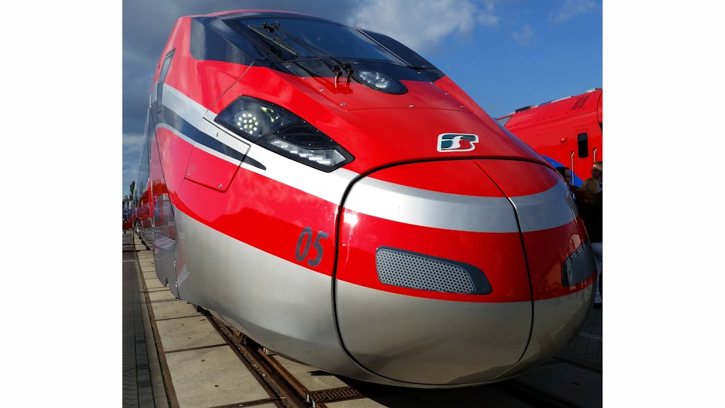 The V300 Zefiro very-high-speed train, built in partnership between Bombardier Transportation and AnsaldoBreda was on display and can transport up to twice as many passengers as the world&rsquo;s largest aircraft at speeds of up to 360 km/h.