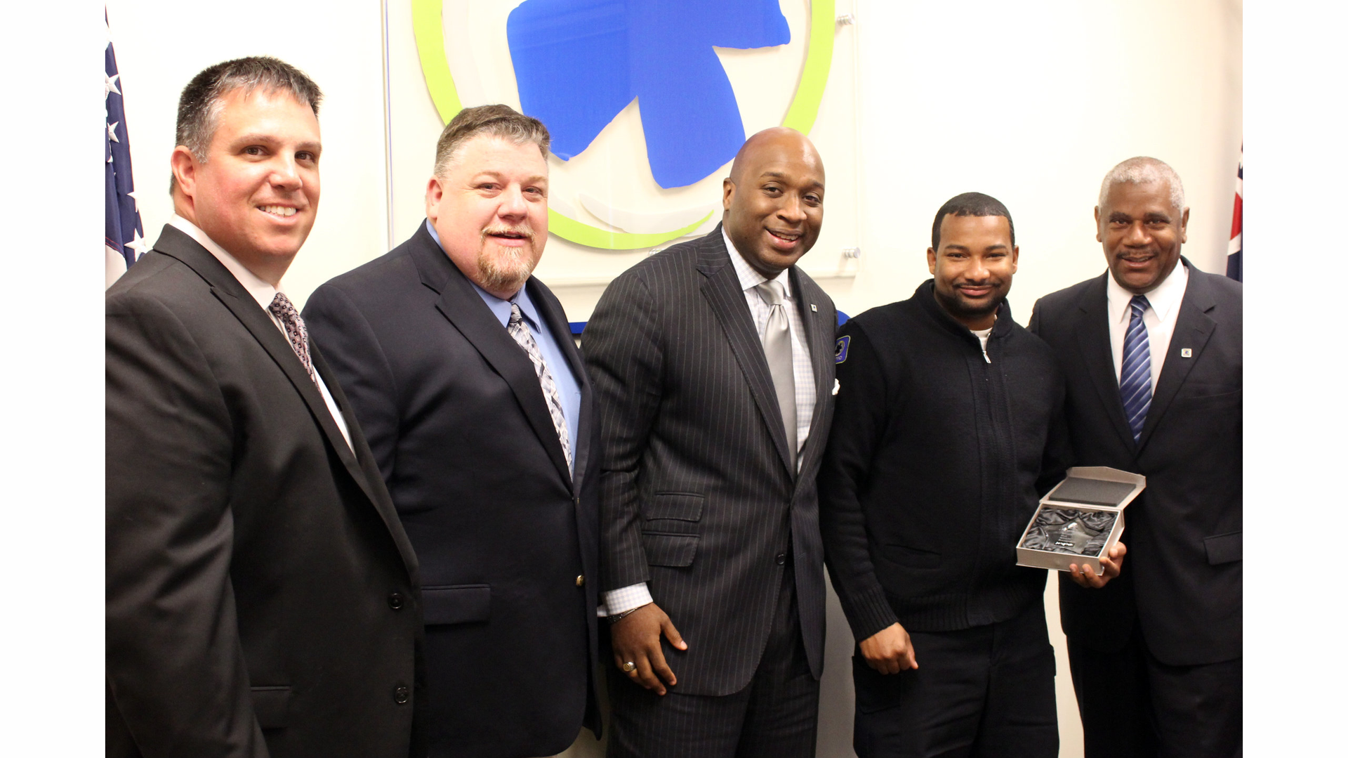 From left to righ, ATU Local 627 President Troy Miller, SORTA Board Vice Chair Ken Reed, SORTA Board Chair Jason Dunn, Metro Operator Jontay Love and Metro Interim CEO Darryl Haley.