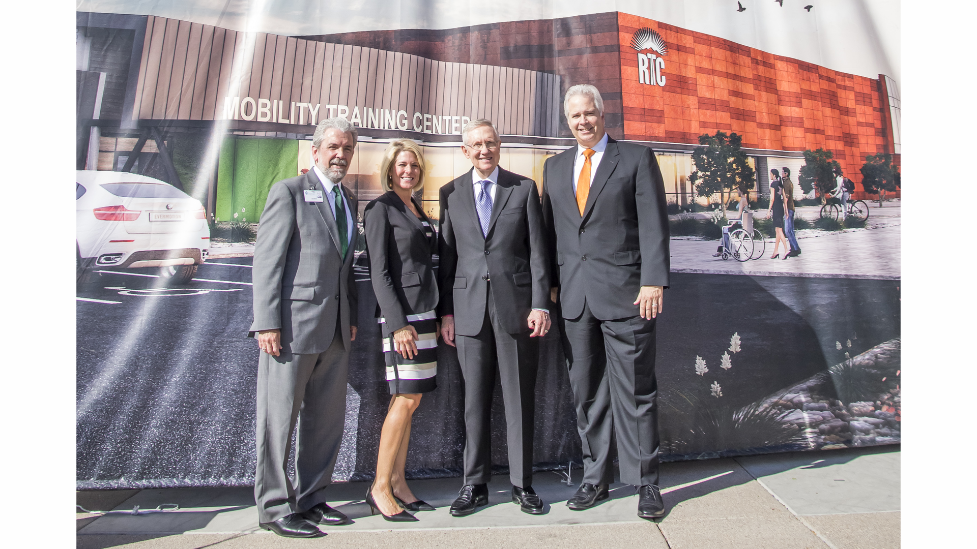 RTC officials and U.S. Sen. Harry Reid celebrate the groundbreaking of the new mobility training center on Oct. 20.